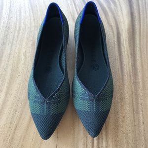 Rothy’s The Point Racer Green Check 7.5